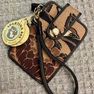 COPY - Spartina Linen & Leather Wristlet